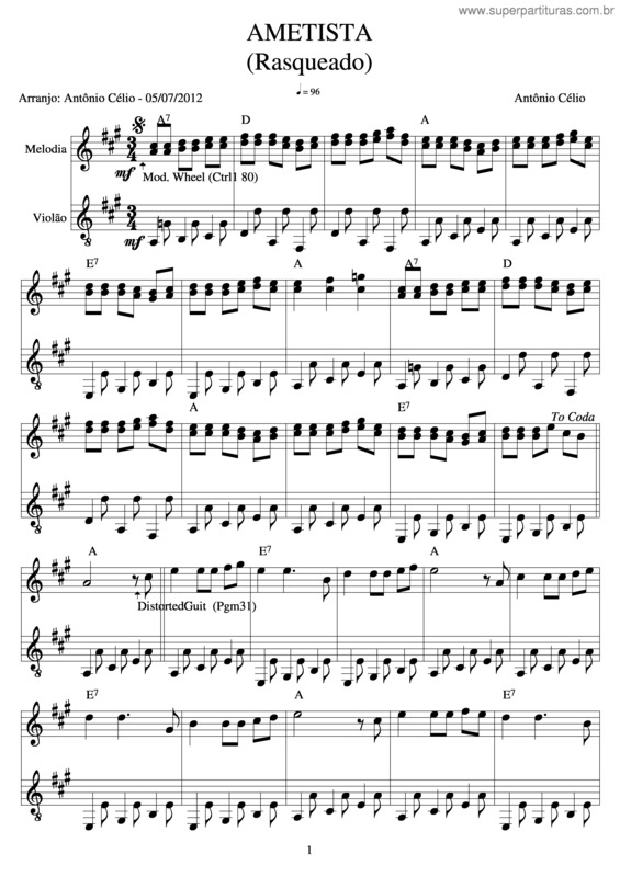 Partitura da música Ametista v.2