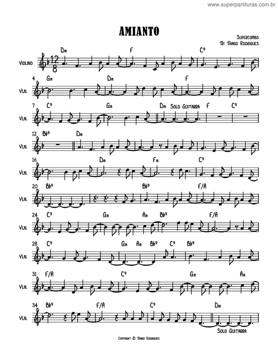 Partitura da música Amianto