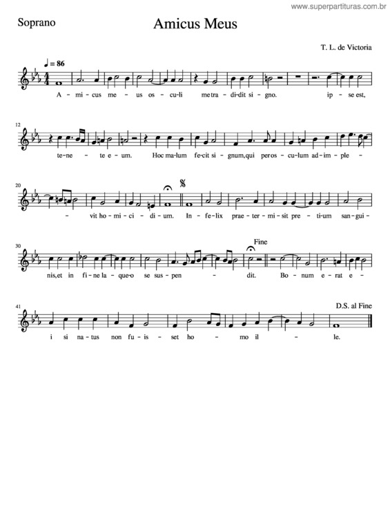 Partitura da música Amicus Meus–Soprano