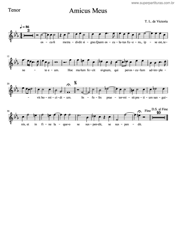 Partitura da música Amicus Meus–Tenor