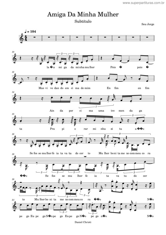 Partitura da música Amiga Da Minha Mulher – Seu Jorge Partitura Amiga Da Minha Mulher V1