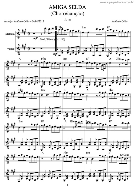 Partitura da música Amiga Selda