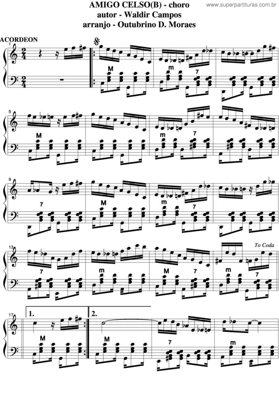 Partitura da música Amigo Celso v.3