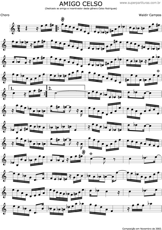 Partitura da música Amigo Celso