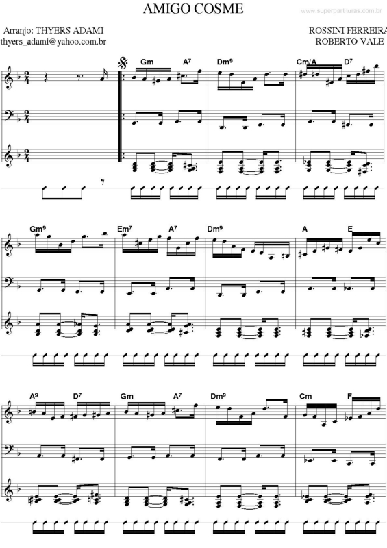 Partitura da música Amigo Cosme