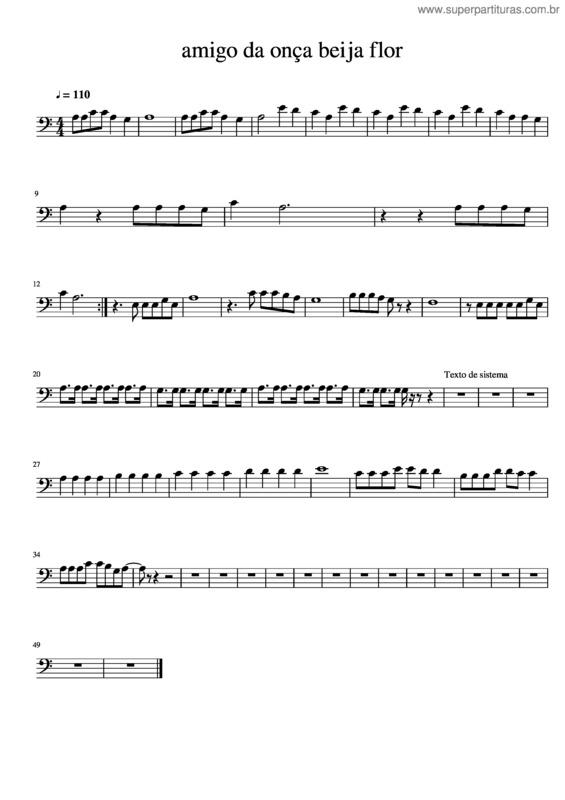 Partitura da música Amigo Da On A Beija Flor