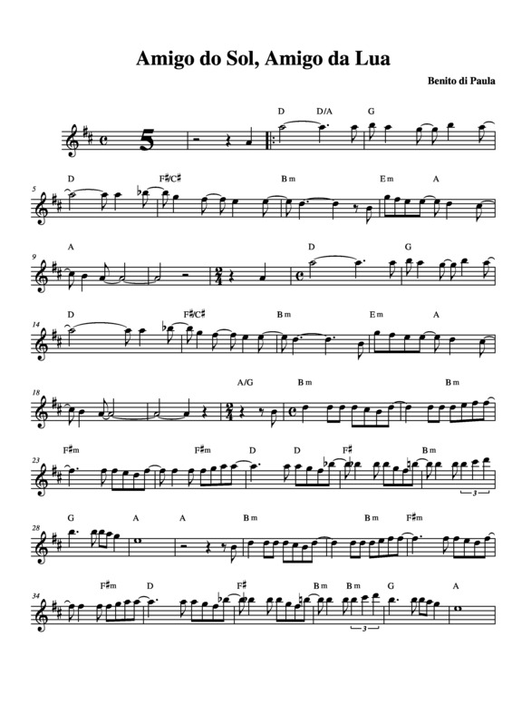 Partitura da música Amigo do Sol, Amigo da Lua v.3