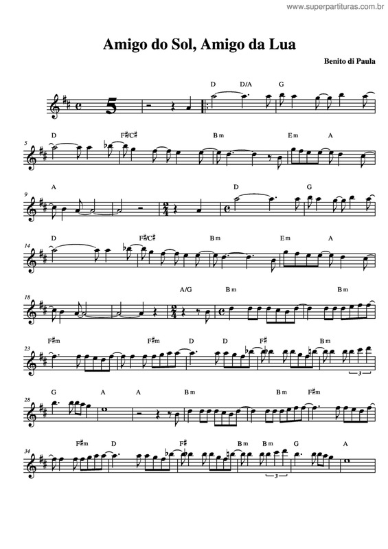 Partitura da música Amigo Do Sol, Amigo Da Lua v.6