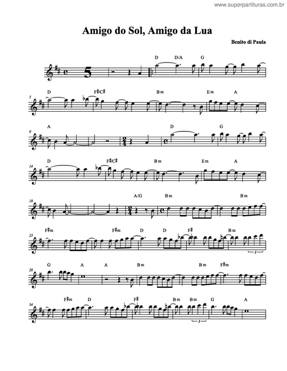 Partitura da música Amigo do sol, amigo da lua
