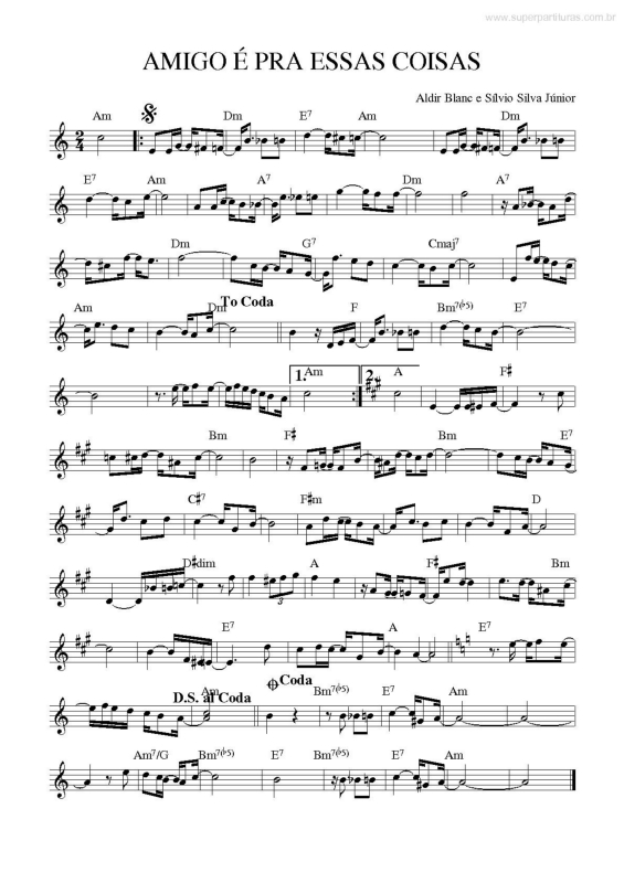 Partitura da música Amigo É Pra Essas Coisas v.2