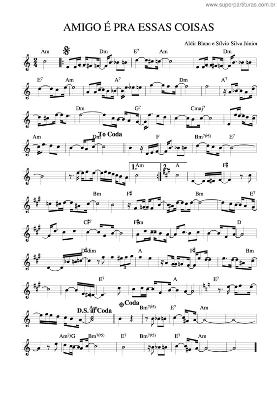 Partitura da música Amigo É Pra Essas Coisas v.3