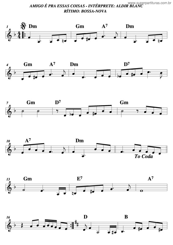 Partitura da música Amigo É Pra Essas Coisas v.7