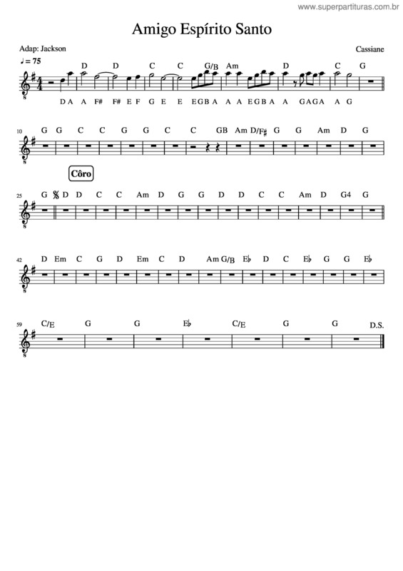 Partitura da música Amigo Espírito Santo
