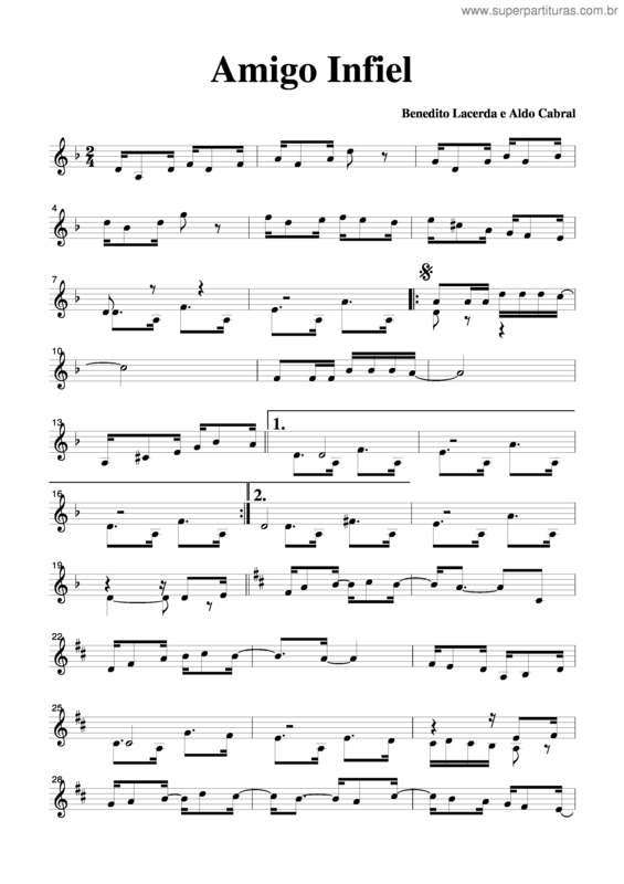 Partitura da música Amigo Infiel