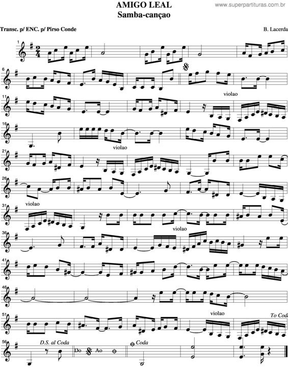 Partitura da música Amigo Leal v.2