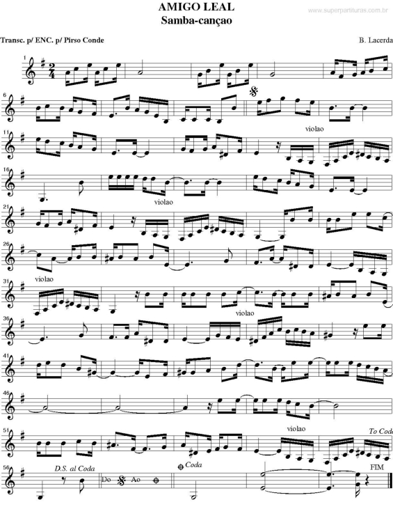 Partitura da música Amigo Leal