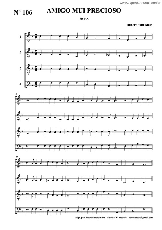 Partitura da música Amigo Mui Precioso v.2