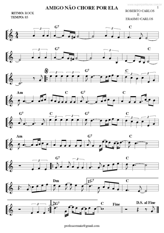 Partitura da música Amigo não Chore por Ela