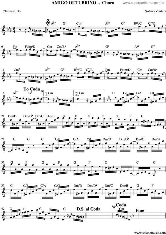 Partitura da música Amigo Outubrino v.2