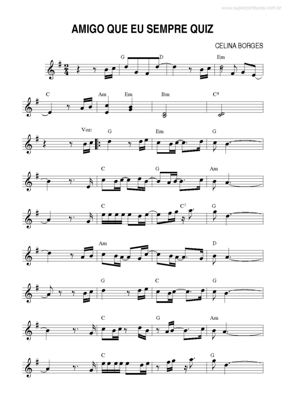 Partitura da música Amigo Que eu Sempre Quis