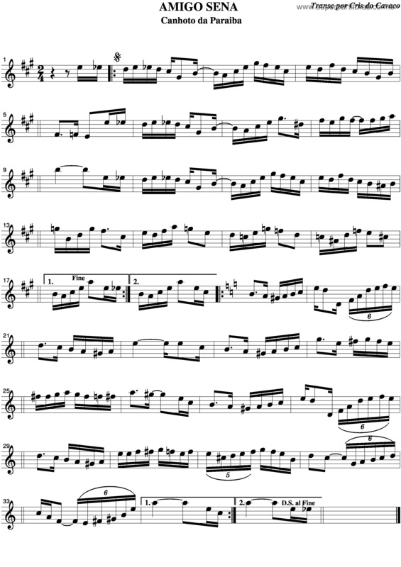 Partitura da música Amigo Sena