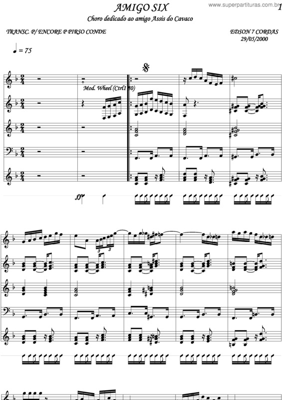 Partitura da música Amigo Six v.2