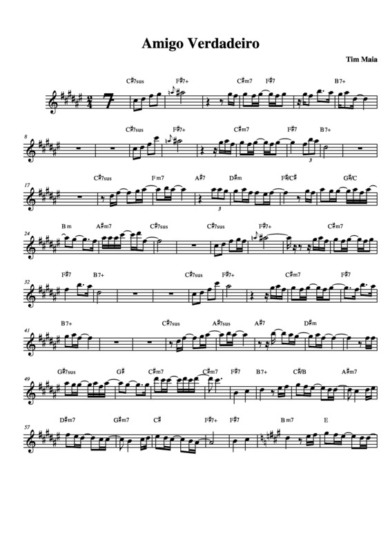 Partitura da música Amigo Verdadeiro v.2