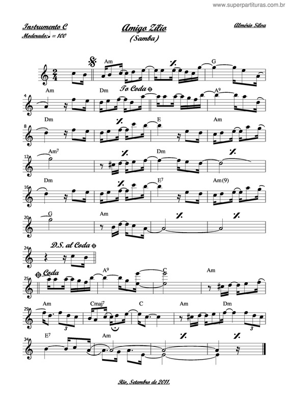 Partitura da música Amigo Zilio