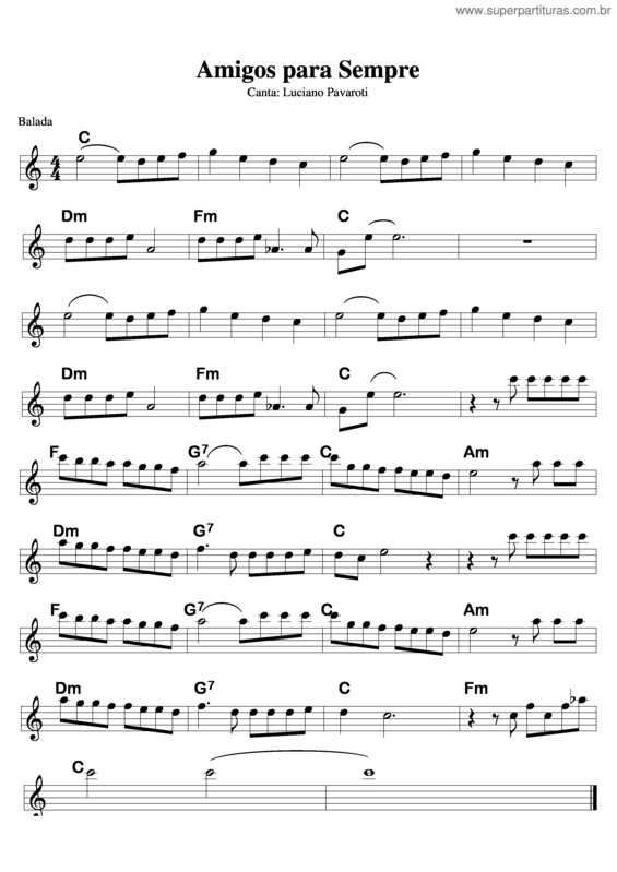 Partitura da música Amigos Para Sempre v.14