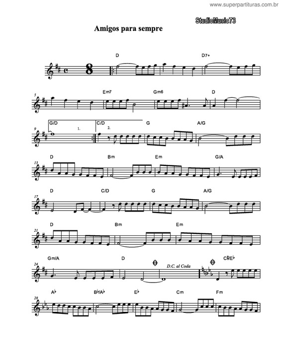 Partitura da música Amigos para sempre v.2