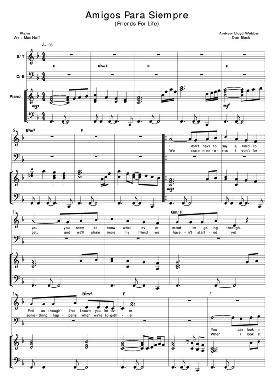 Partitura da música Amigos Para Sempre v.9