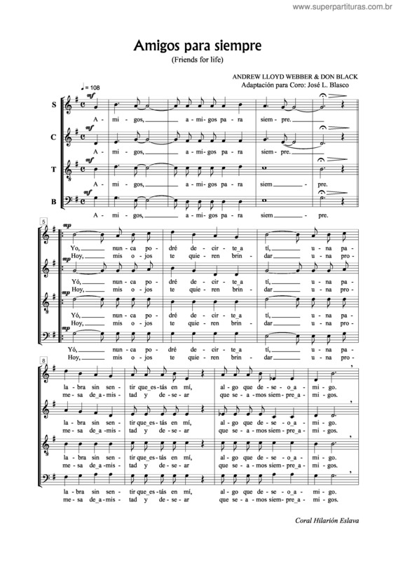 Partitura da música Amigos Para Siempre