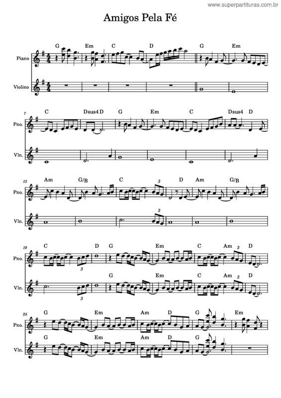 Partitura da música Amigos Pela Fé v.13