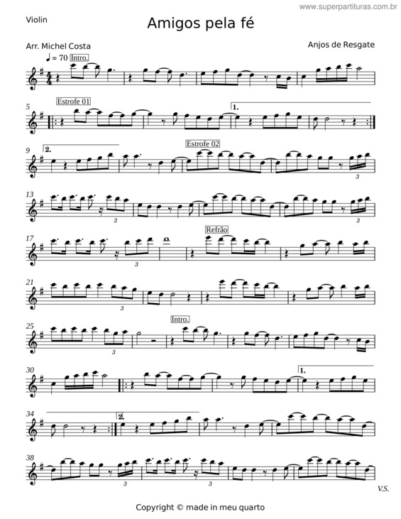 Partitura da música Amigos Pela Fé v.17