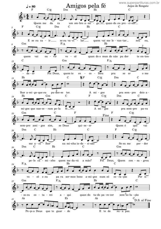 Partitura da música Amigos Pela Fé v.21