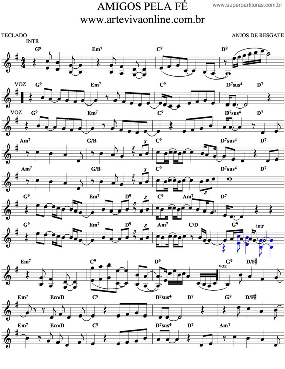 Partitura da música Amigos Pela Fé v.4