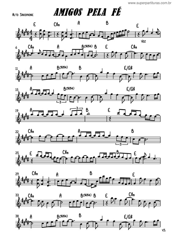 Partitura da música Amigos Pela Fé v.6