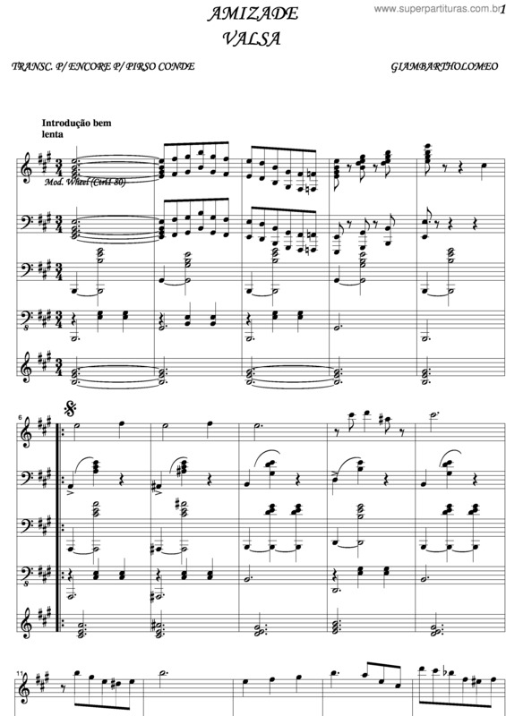 Partitura da música Amizade v.4