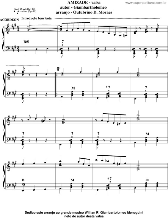 Partitura da música Amizade v.5