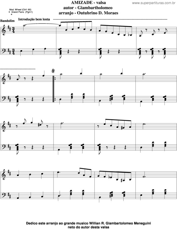 Partitura da música Amizade v.7