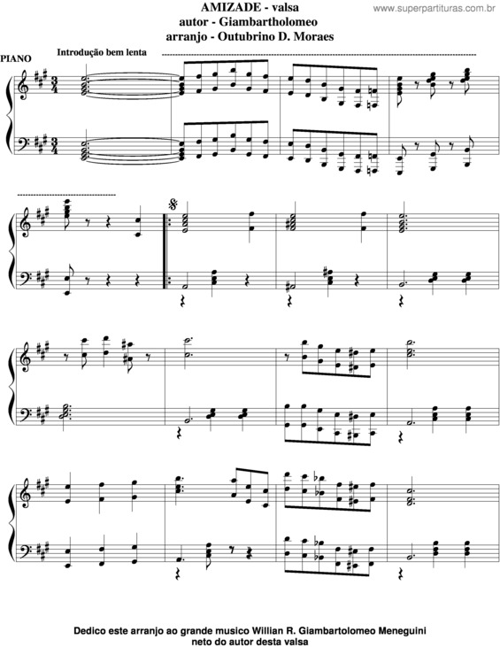 Partitura da música Amizade v.8