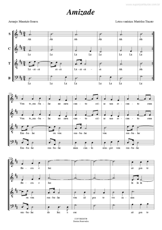 Partitura da música Amizade