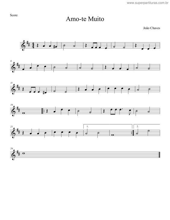 Partitura da música Amo - Te Muito