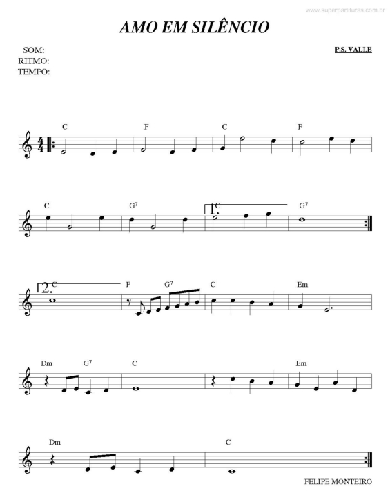 Partitura da música Amo Em Silêncio