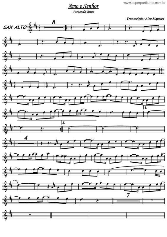 Partitura da música Amo o Senhor