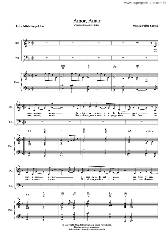 Partitura da música Amor, Amar