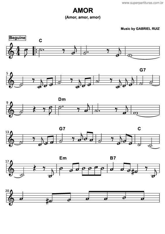 Partitura da música Amor (Amor, Amor, Amor)