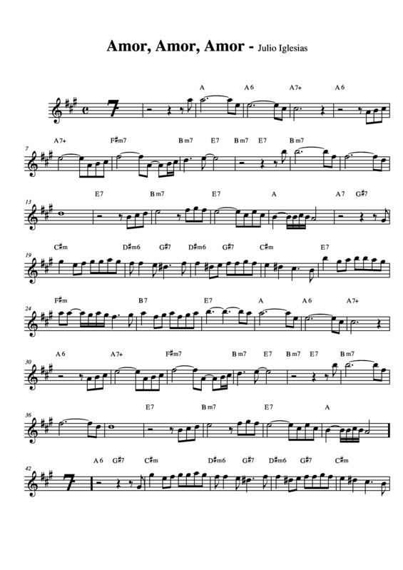 Partitura da música Amor, Amor, Amor v.2