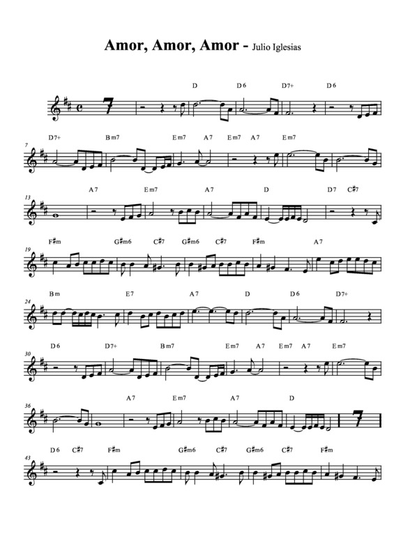 Partitura da música Amor, Amor, Amor v.3