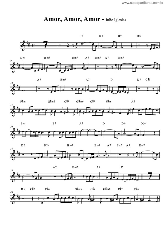 Partitura da música Amor, Amor, Amor v.4